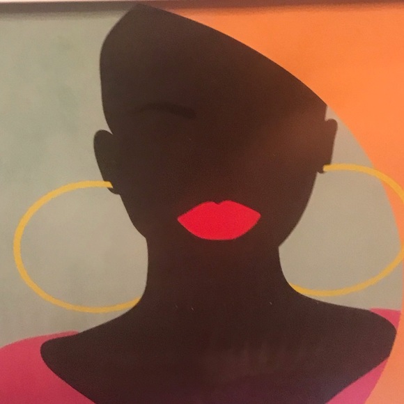 Bald Bold Black Beauty Lips Hoop Earring Wall Art - Picture 2 of 11